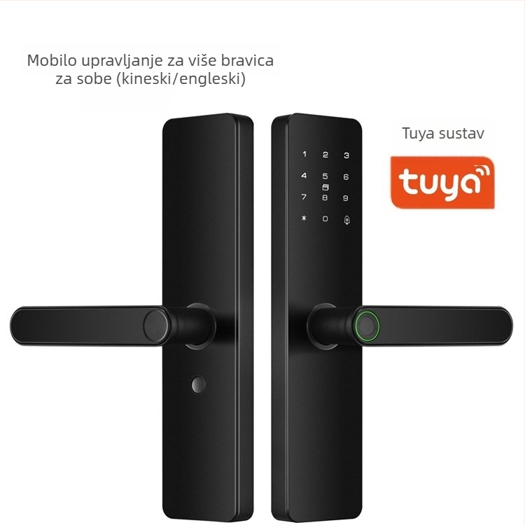 Pametna brava za unutarnja drvena vrata s otiskom prsta, dlanom, lozinkom, prepoznavanjem lica i daljinskim otključavanjem; panel od aluminijske legure