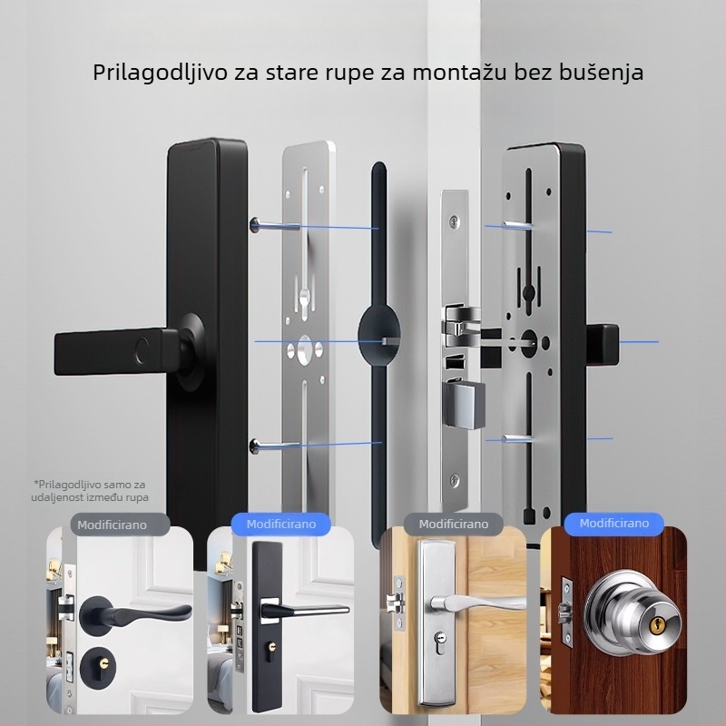 Pametna brava za unutarnja drvena vrata s otiskom prsta, dlanom, lozinkom, prepoznavanjem lica i daljinskim otključavanjem; panel od aluminijske legure