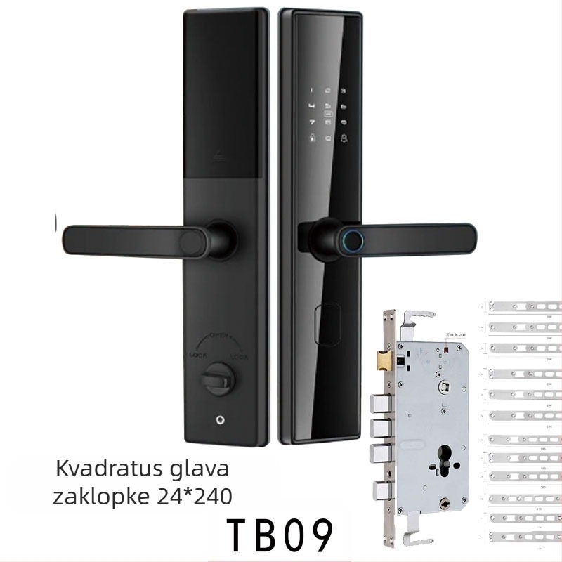 Pametna brava za unutarnja drvena vrata s otiskom prsta, dlanom, lozinkom, prepoznavanjem lica i daljinskim otključavanjem; panel od aluminijske legure