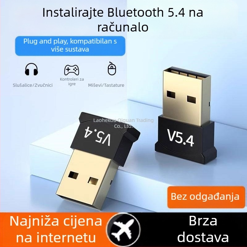 Bluetooth USB adapter za slušalice, miš i zvuk — bez upravljačkog programa; Bluetooth 5.0/5.1/5.3; do 20 m domet; Huawei čip