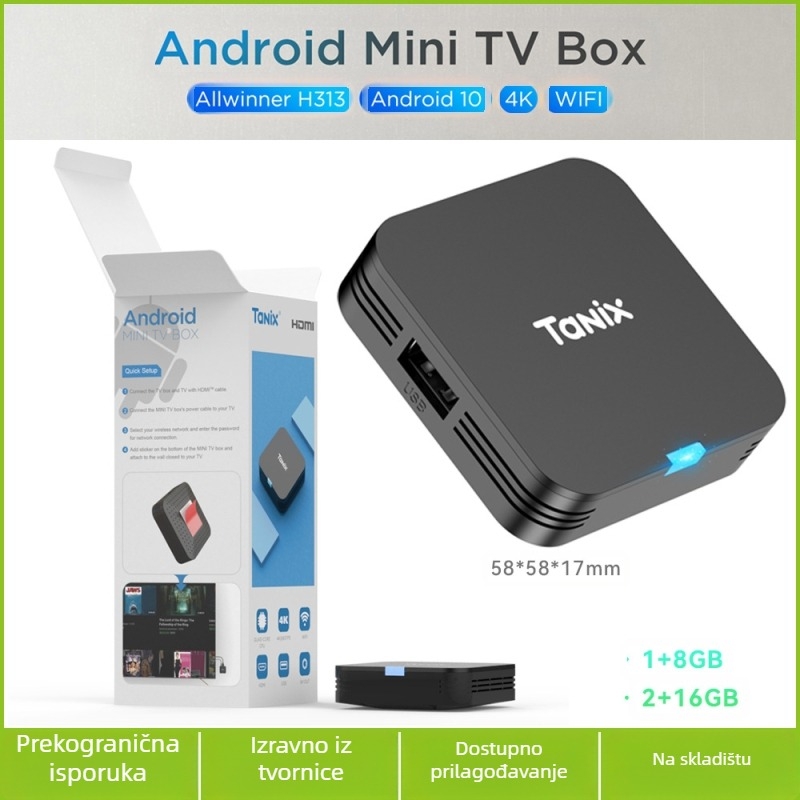 Tx1 H313 Android 10.0 Četverojezgreni 4K TV Box, 32GB pohrane, 2.4GHz Wi‑Fi