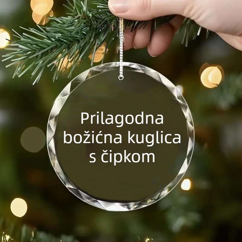 Kristalno staklena ukrasna za božićno drvce s nosačem fotografija — moderan minimalistički stil, geometrijski oblik, Inate Crystal