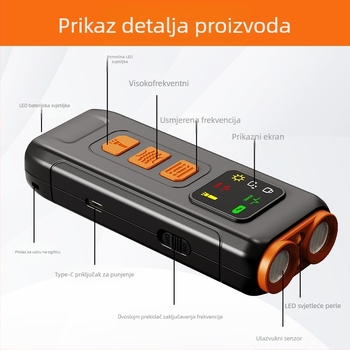 Ultrazvučni trener za pse s dvostrukom glavom, prenosni, punjivi, ABS