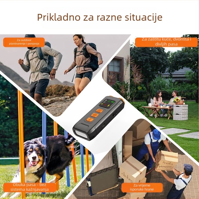 Ultrazvučni trener za pse s dvostrukom glavom, prenosni, punjivi, ABS