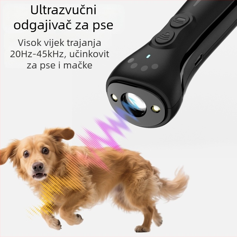 W32 ultrazvučni repeler za pse – protiv lajanja, punjivi, promjenjiva frekvencija, LED ručna svjetiljka