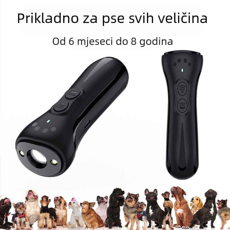 W32 ultrazvučni repeler za pse – protiv lajanja, punjivi, promjenjiva frekvencija, LED ručna svjetiljka