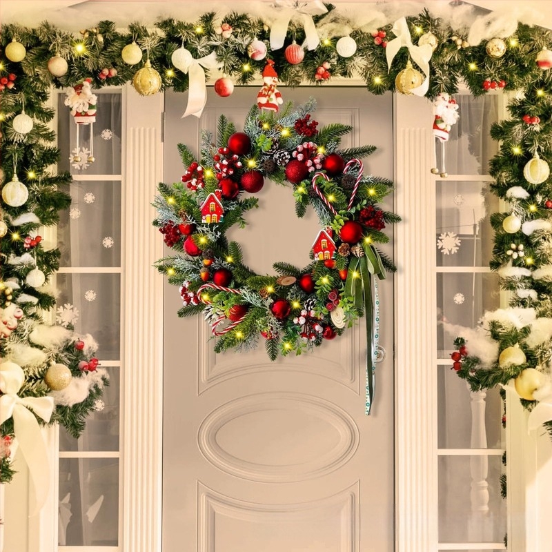 Božićni vijenac s zvončićima – plastični, ručna izrada, američki stil, šifra proizvoda HJ-32