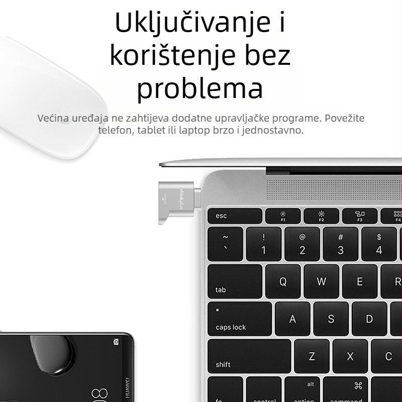 Lenovo D201 Type-C OTG adapter i TF/SD čitač kartica, metalni