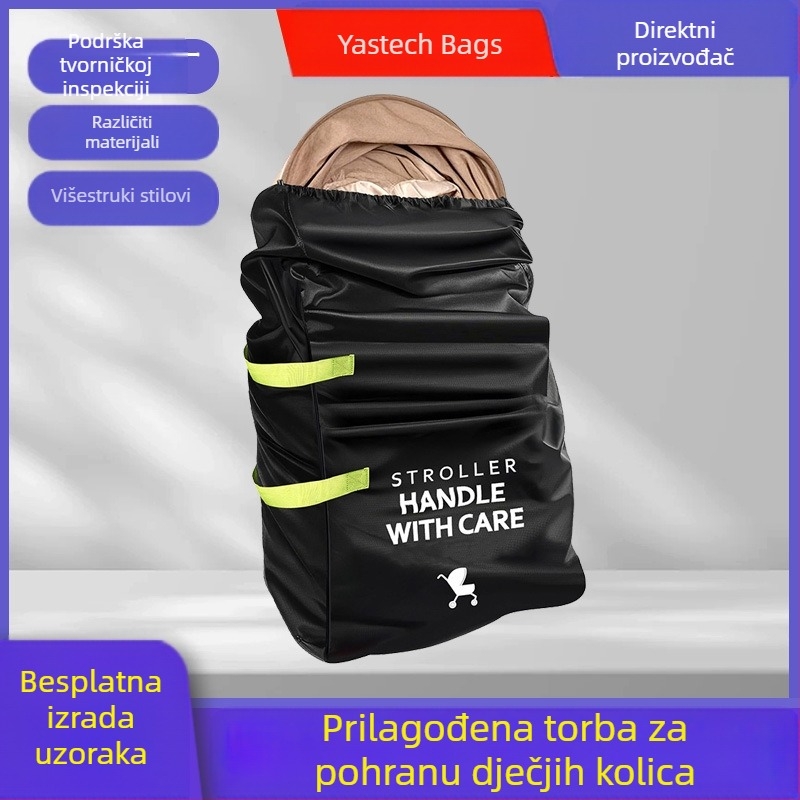 Sklopiva putna torba za dječje autosjedalice, kolica i invalidska kolica; kubnog oblika, vodootporna Oxford tkanina, prilagodljiva