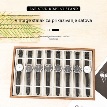Drveni stalak za satove s 8 pretinaca, jedinstveni dizajn, premium dojam, kućište od čvrstog drveta, jedan sloj, spajanje