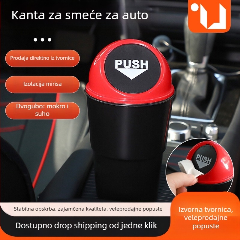 Auto kanta za otpad – višefunkcionalna, kreativna, mini okrugla plastična kanta