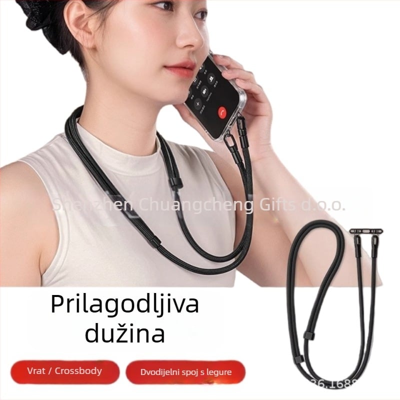 Lančić za mobitel, poliester, metalna kopča, ručna izrada, unisex