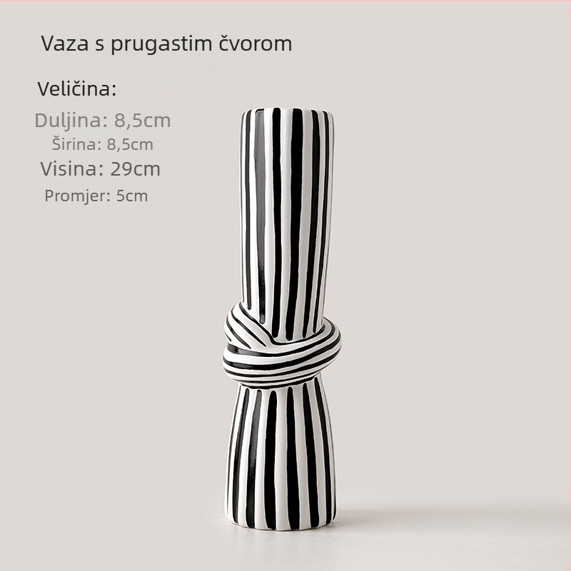 Vaza od porculana s prugastim čvorom, moderni minimalistički stil – Bhm Beihanmei