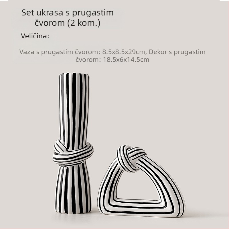 Vaza od porculana s prugastim čvorom, moderni minimalistički stil – Bhm Beihanmei
