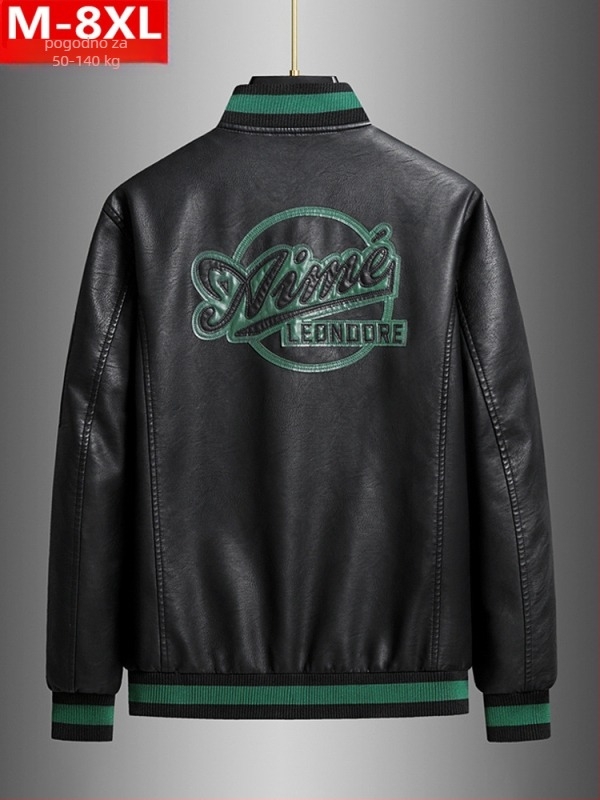 PU kožna jakna sa stojećim ovratnikom, zipom, džepovi s preklopom – proljeće–jesen, casual