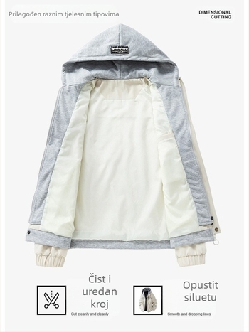 Muško vanjska jakna s kapuljom, otporna na vjetar, od poliestera, duge rukave, umjerena debljina