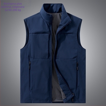 Muška vesta-kardigan za proljeće i jesen, tanak materijal, stojeći ovratnik, zip zatvarač, otporan na vjetar i vodu