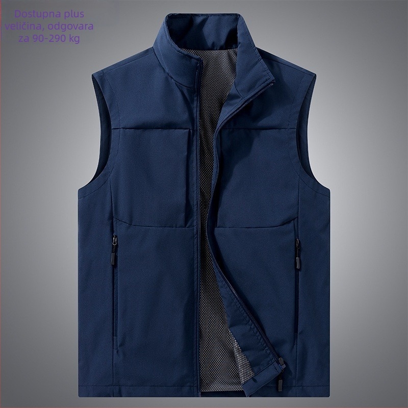 Muška vesta-kardigan za proljeće i jesen, tanak materijal, stojeći ovratnik, zip zatvarač, otporan na vjetar i vodu