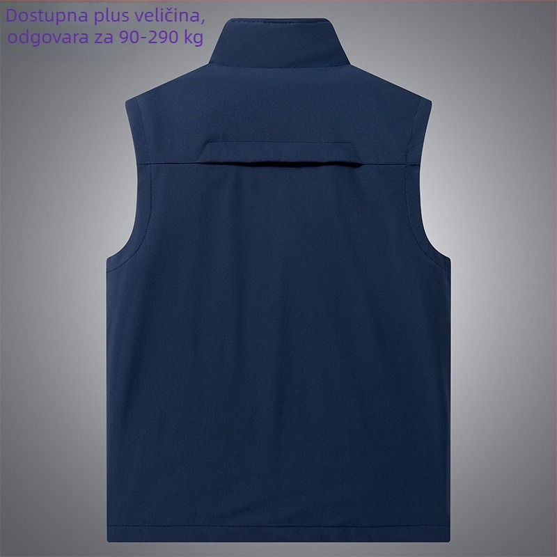 Muška vesta-kardigan za proljeće i jesen, tanak materijal, stojeći ovratnik, zip zatvarač, otporan na vjetar i vodu