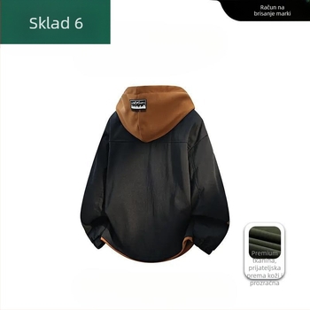 Muško jakno s kapuljačom i dvodijelnim izgledom, Camel Wool i poliester, JK908