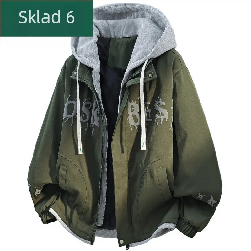 Muško jakno s kapuljačom i dvodijelnim izgledom, Camel Wool i poliester, JK908