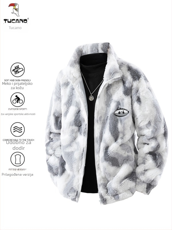 Jakna u gradskom stilu, tie-dye uzorak, zatvarač, debeli materijal 100% poliestera (vanjski i podstava)