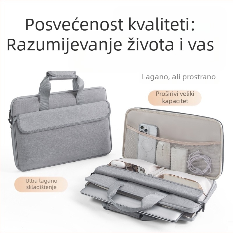 Lagana torba za prijenosno računalo s unutarnjom podstavom, za nošenje preko ramena ili crossbody, pogodna za 15-inčni prijenosnik
