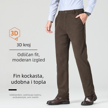 Hlače za odijelo – Corduroy tkanina, ravni kroj, No-Iron obrada, Business Formal, Jesen 2025