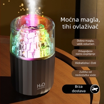 Mini USB ovlaživač s dizajnom ledene kocke, 3D šareni atmosferijski svjetlosni efekt, tih stolni ovlaživač za aromaterapiju
