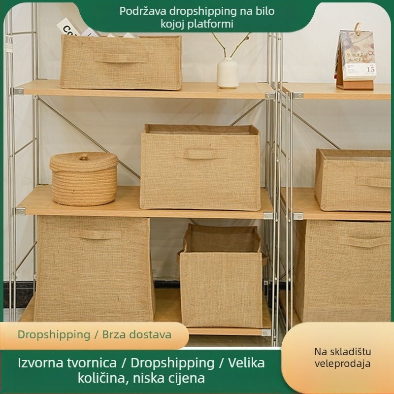 Košara za skladištenje od konopljinog platna - moderni minimalistički stil, Cotton Way; pogodna za deke, donje rublje, odjeću, kozmetiku/ukrase, knjige