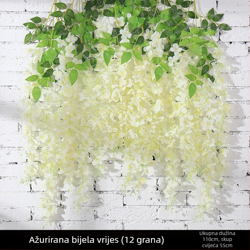 Viseće cvijeće Wisteria, umjetno, 12 komada, plastika i svila, za vjenčanja i ukrašavanje doma