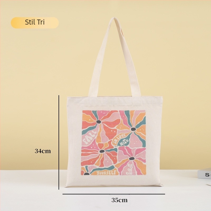 Platnena tote torba s digitalnim printom i logom, 12oz platno, na skladištu i prilagodljiva