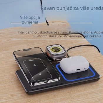 3-u-1 Bežični punjač s desktop nosačem za iPhone, 15W max, QC4.0, 5V3A