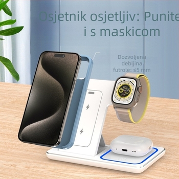3-u-1 Bežični punjač s desktop nosačem za iPhone, 15W max, QC4.0, 5V3A