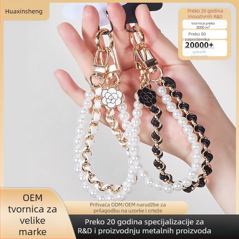 Telefonski privjesak Xiaoxiang Style s cvijetom kamelije i perlom | Akril | Kreativan | Dekorativan