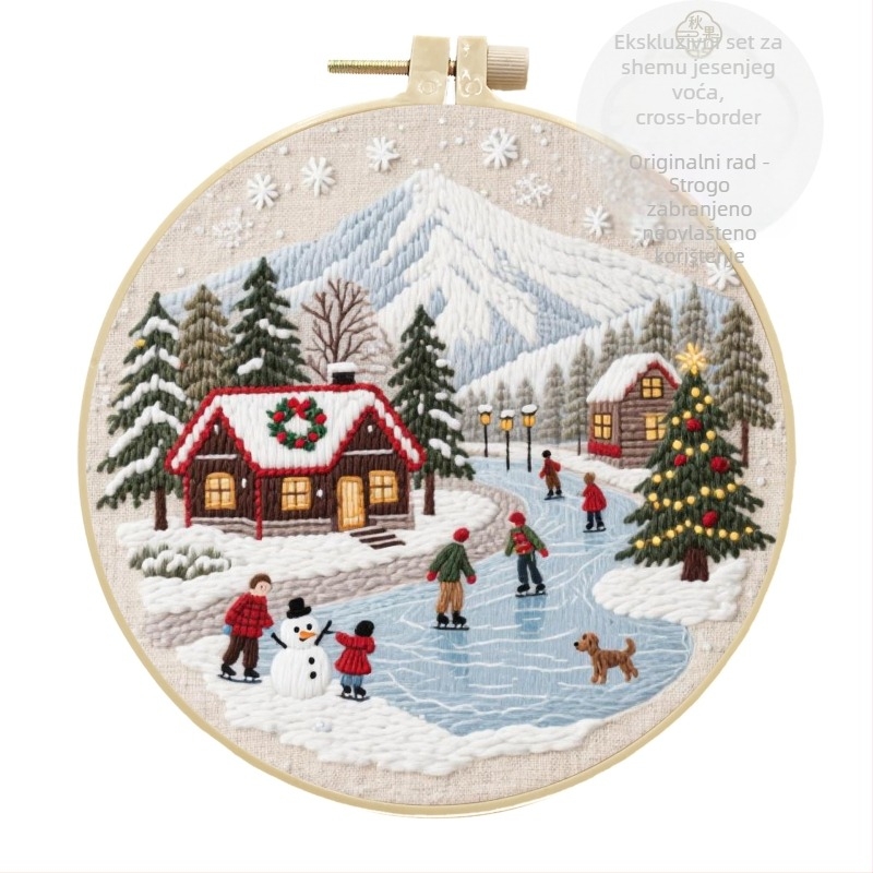 Set za križno šivanje — moderan minimalistički stil, pamuk-lin platno, obrazac: lik