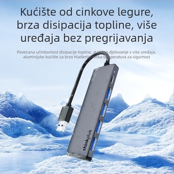 Lenovo USB-C četverportni USB 3.0 hub s vanjskim napajanjem, 5 Gbps