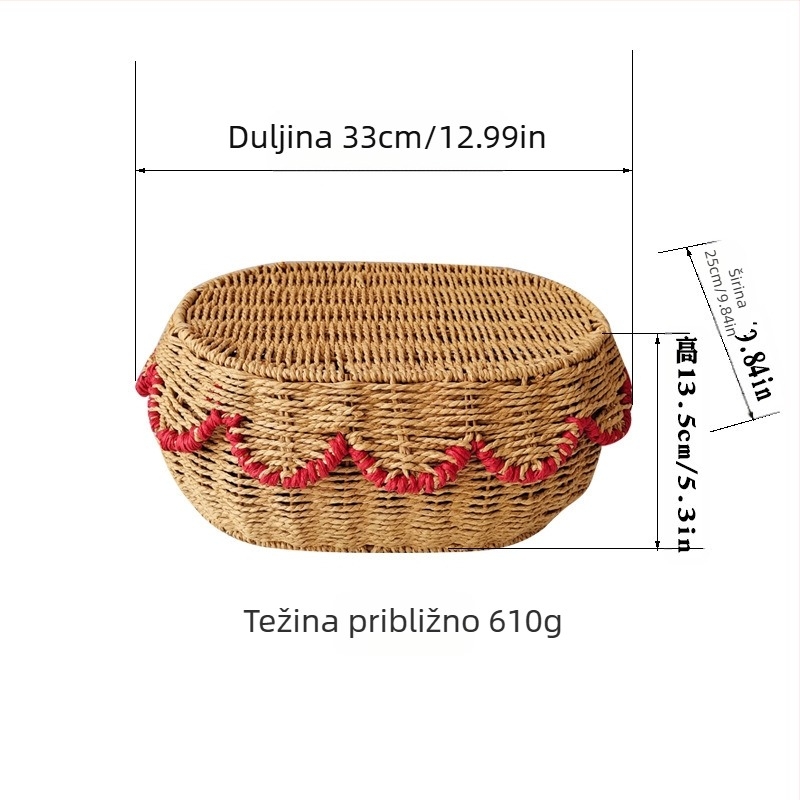 Ratan košara za skladištenje s poklopcem, u obliku fan, pletena za kozmetiku i nakit, prilagodljiv model, set od 3 kutije, nordijski stil