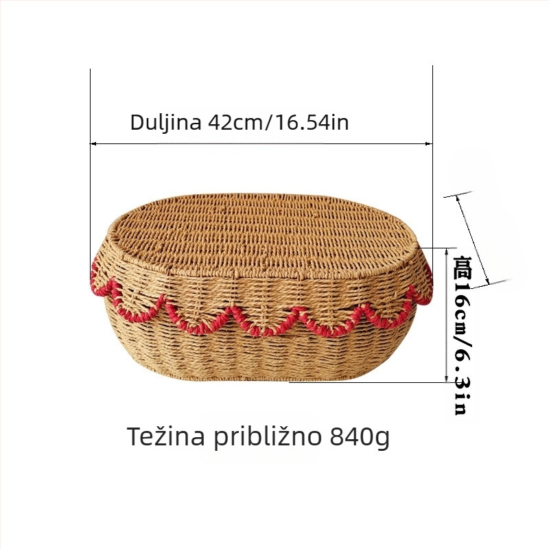 Ratan košara za skladištenje s poklopcem, u obliku fan, pletena za kozmetiku i nakit, prilagodljiv model, set od 3 kutije, nordijski stil