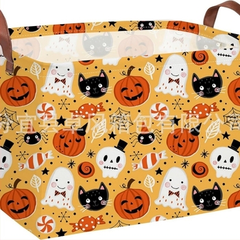 Halloween koš za pohranu bundeva - pravokutni koš za igru, pamuk, model 1532, američki stil