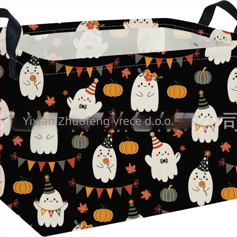 Halloween koš za pohranu bundeva - pravokutni koš za igru, pamuk, model 1532, američki stil