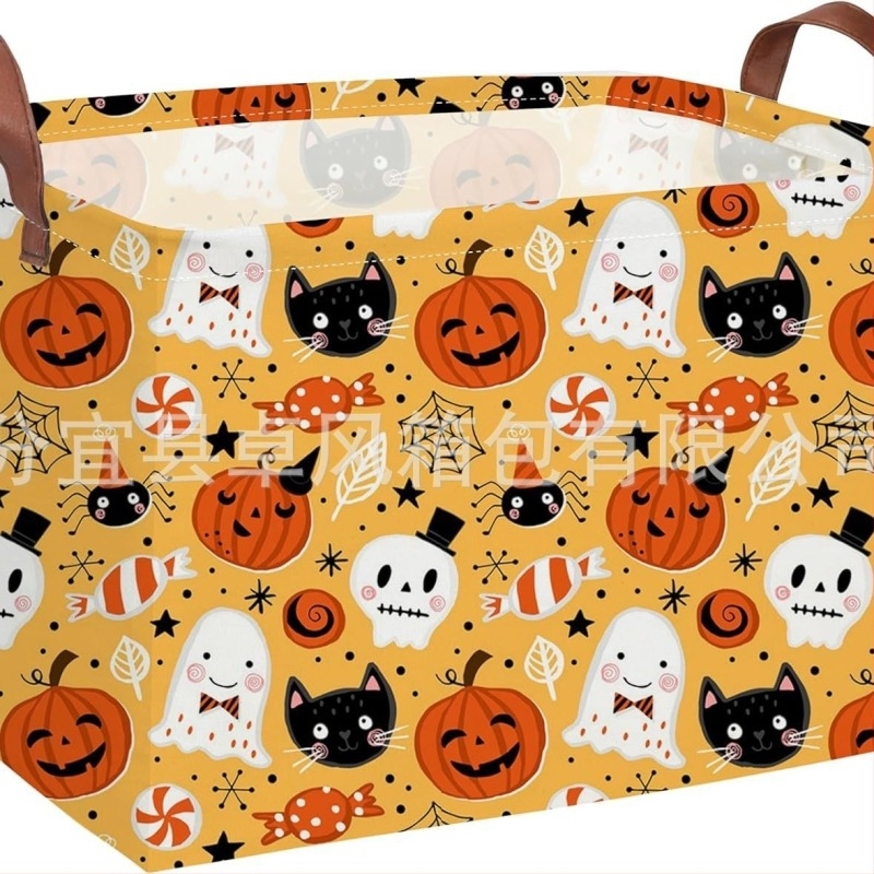 Halloween koš za pohranu bundeva - pravokutni koš za igru, pamuk, model 1532, američki stil