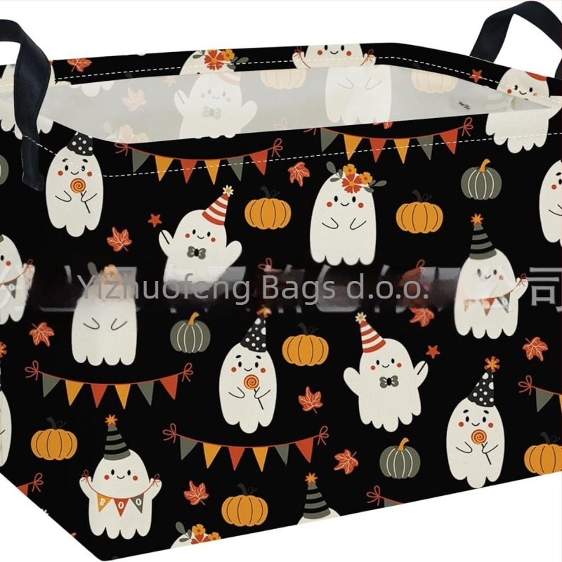 Halloween koš za pohranu bundeva - pravokutni koš za igru, pamuk, model 1532, američki stil