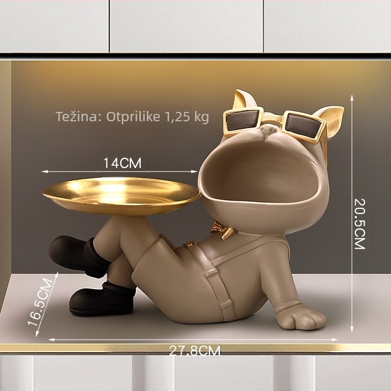 Podnos za ključeve za ulazna vrata s motívom Francuskog buldoga, od smole – obojano, prilagodljivo, kućna dekoracija u stilu laganog luksuza