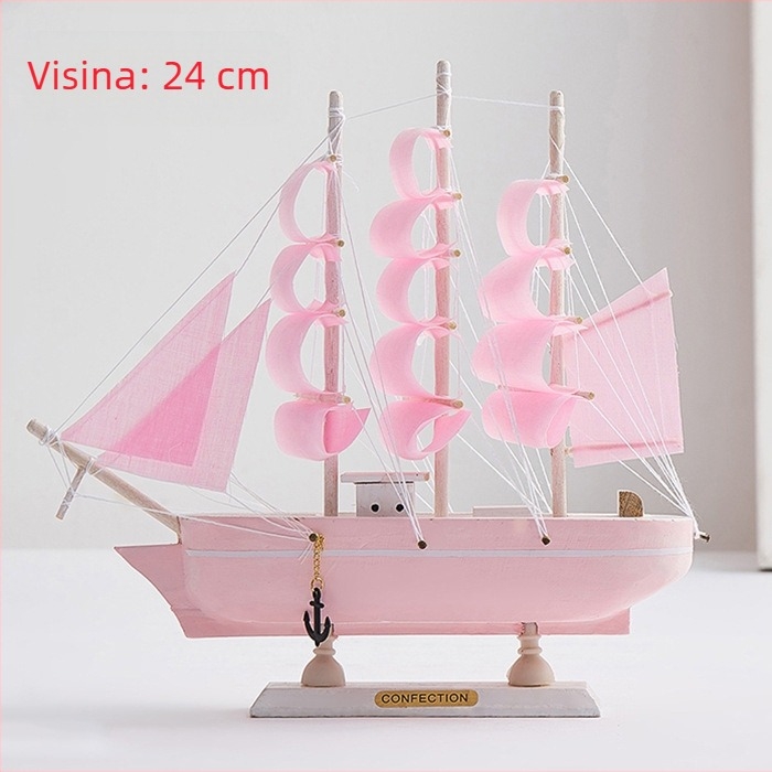 Drveni maket jedrilice u mediteranskom stilu, dekorativni model od borovine za dom ili ured, veličina 16–50 cm.