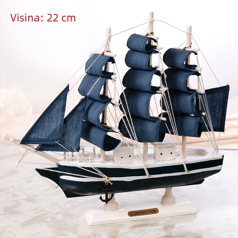Drveni maket jedrilice u mediteranskom stilu, dekorativni model od borovine za dom ili ured, veličina 16–50 cm.