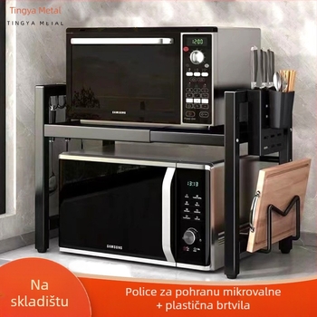 Metalni višefunkcionalni pomični kuhinjski stalak za mikrovalnu, pećnicu i kućanske uređaje; moderan minimalistički dizajn, predstavljen 2022.