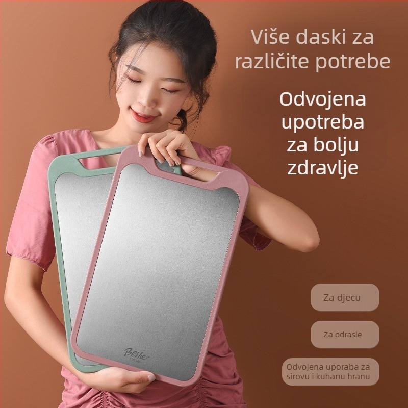 Daska za rezanje od 304 nehrđajućeg čelika-plastike, dvostrana, protukliza, višestruka kuhinjska daska za rezanje sirovog i zrelog voća, moderan minimalistički stil