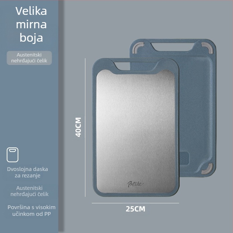 Daska za rezanje od 304 nehrđajućeg čelika-plastike, dvostrana, protukliza, višestruka kuhinjska daska za rezanje sirovog i zrelog voća, moderan minimalistički stil