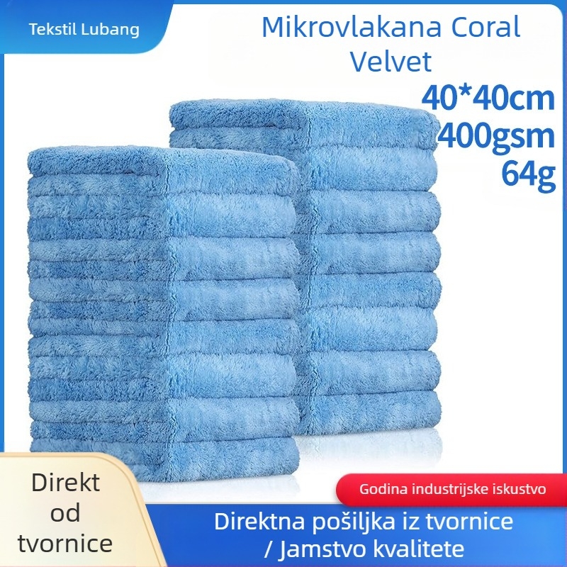 Mikrovlakna krpa za auto, bez rubova, 550gsm, vlakna Ply/AB/slabo uvijana, višenamjenska, upijanje 5–10